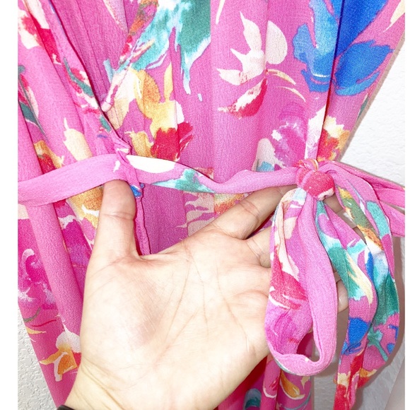 VICI Pink Bardot Floral Maxi Wrap Dress SZ: Small - Picture 13 of 15